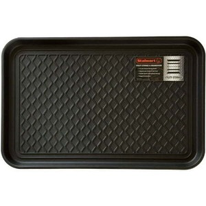 lot 1298 image: All-Weather IndoorOutdoor Mat for Boots - Weather-Resistant Hard Plastic Shoe and Boot Tray with Raised Edge (Black) by Stalwart, Black, 23.5 x 16