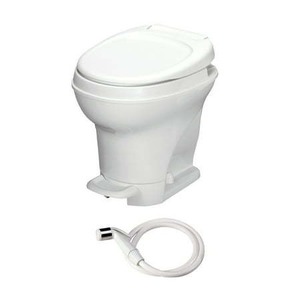 lot 1312 image: Thetford Aqua-Magic V RV Toilet Pedal Flush w Hand Sprayer High White 31679 18-12 x 17-1316 x 15-18 in