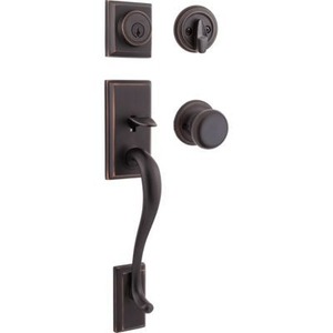 lot 2891 image: Kwikset Hawthorne Sgl Cyl Handleset WJuno Knob Featuring Smartkey� in VB