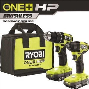 lot 3964 image: Techtronic Industries PSBCK01K 18V Brushless Cordless Compact Drill & Impact Driver Kit