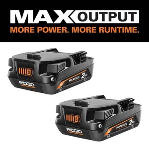 lot 3965 image: RIDGID 18V Lithium-Ion MAX Output 2.0 Ah Battery (2-Pack)