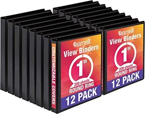 lot 1392 image: 12 Pack 1in Black Binders