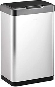 lot 3919 image: EKO Mirage-T 50 Liter  13.2 Gallon Touchless Rectangular Motion Sensor Trash Can, Brushed Stainless Steel Finish (B07RYBNJG3), 2 x 15
