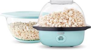 lot 3920 image: Dash SmartStore Deluxe Stirring Popcorn Maker, Hot Oil Electric Popcorn Machine with Large Lid for Serving Bowl and Convenient Storage