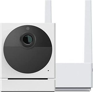 lot 3914 image: WYZE Wireless Outdoor Surveillance Camera Plus MicroSD Card Includes Base Station, White, 3 x 2.25