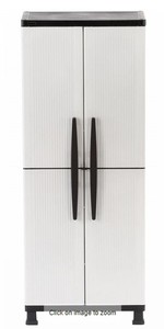 lot 3916 image: HDX 27 in. W 4 Shelf Plastic Multi-Purpose Cabinet in Gray, 26.7 W x 14.7 L x 68 H