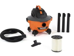 lot 3922 image: RIDGID 6 Gal. 3.5-Peak HP NXT WetDry Shop Vacuum with Filter, Hose and Accessories, OrangesPeaches