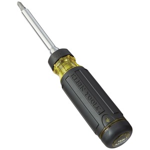 lot 1288 image: Klein Tools15-in-1 Multi-Bit Ratcheting Screwdriver Yellow, Black Handle, Silver, 10 L