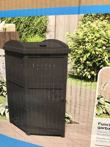 lot 1917 image: Suncast Trash Hideaway Outdoor 33 Gallon Garbage Waste Trash Can, Cyberspace