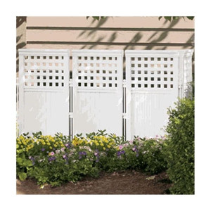 lot 1922 image: Suncast FS4423D Outdoor Patio 4 Panel Screen Enclosure Gated Fence, White