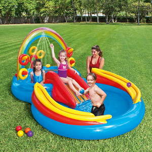 lot 1959 image: Intex - Rainbow Slide Kids Play Inflatable Pool Ring Center