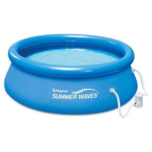lot 1961 image: Summer Waves - 8ftx8ftx2.5ft Inflatable Above Ground Pool w Pump