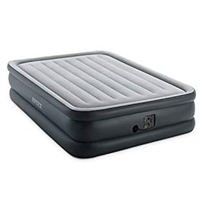 lot 1990 image: Intex 20in Queen Dura-Beam Essential Rest Airbed with Built-In Electric Pump