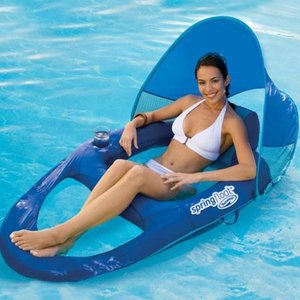 lot 1997 image: Swim Ways - Recliner Pool Lounge Chair w Sun Canopy - Blue