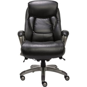 lot 59462 image: Serta - Works 5-Pointed Star Mesh and Bonded Leather Executive Chair - GrayBlack