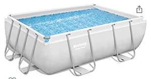 lot 59475 image: Bestway Power Steel 93 x 65 x 33 Rectangular Above Ground Pool Set  Includes 330gal Filter Pump & ChemConnect Dispenser