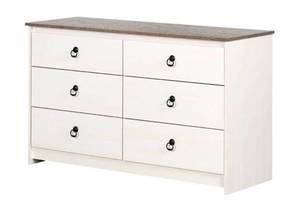 lot 59505 image: Plenny 6 Drawer Double Dresser White WashWeathered Oak - South Shore