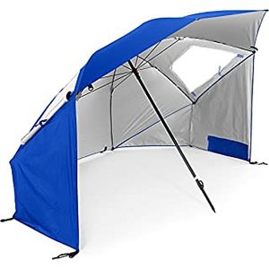 lot 59514 image: Sport-Brella Super-Brella SPF 50 Sun and Rain Canopy Umbrella for Beach and Sports Events (8-Foot, Blue) (B0047ZADSI)