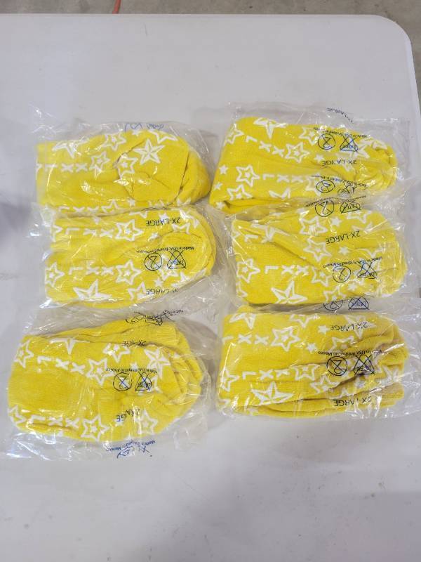 lot 999222 image: 6-pack 2XL Yellow Non-Slip Socks