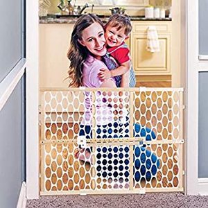 lot 5004 image: Toddleroo by North States Quick-Fit Oval Mesh Gate, 26.5 - 42 Wide, Natural Wood