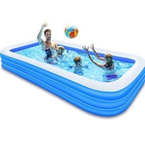 lot 5046 image: Nattork Giant Pool Inflatable Swimming Pool, 120 x 72 x 23 inch Family Full-Sized Above Ground Kiddie Inflatable Swimming Pool for Kids