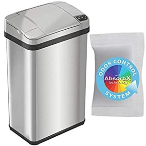 lot 5060 image: iTouchless Lemon Fragrance 4 Gallon Sensor Trash Can with AbsorbX Odor Filter and Air Freshener, 4 Gal, Stainless Steel, 04 Gallon (B07YLCGL8L)