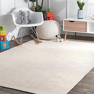 lot 5085 image: nuLOOM Hand Woven Ago Wool Area Rug, 7 6 x 9 6, Cream
