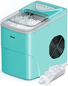 lot 5093 image: Silonn Ice Makers Countertop, 9 Cubes Ready in 6 Mins, 26lbs in 24Hrs, Self-Cleaning Ice Machine with Ice Scoop and Basket, 2 Sizes of Bullet Ice for Home Kitchen Office Bar Party
