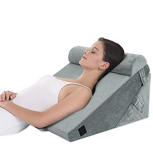 lot 5132 image: Howhom Bed Wedge Pillow, Adjustable Folding Orthopedic Wedge Pillow, Memory Foam Incline Cushion System for Snoring, Allergies, Reading, Sleeping, Acid Reflux, Reduce Neck and Back Pain, Grey
