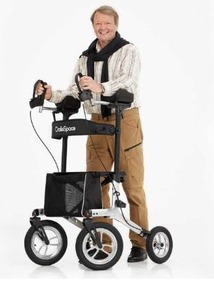 lot 5142 image: OasisSpace Pneumatic Upright WalkerAll Terrain Up Rollator with SeatTall Rolling Walker Mobility Walking Aid with 12 Pneumatic Wheels, Seat and Armrest for Seniors and Adults