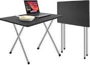 lot 5125 image: Folding TV Tray Table, 2.6-Foot TV Dinner Folding Table for Small Space  Metal Frame(Black)