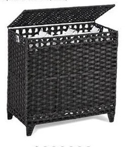 lot 5152 image: Laundry Hamper with 3 Removable Liner Bags 132L Handwoven Rattan Laundry Basket with Lid & Heightened Feet Clothes Hamper with Side Handles Laundry Sorter with 3 Separate Sections (Black)