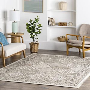 lot 5155 image: nuLOOM Becca Vintage Tile Area Rug, 5 x 8 ft, Beige