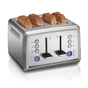 lot 5166 image: Hamilton Beach 24796 Toaster, Digital, with Bagel & Defrost Settings, Toast Boost, Slide-Out Crumb Tray, Auto-Shutoff and Cancel Button, 4-Slice, Stainless Steel