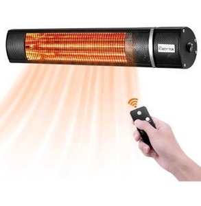lot 5172 image: KEY TEK Wall-Mounted Patio Heater Electric Infrared Heater IndoorOutdoor Heater Electric for Garage Backyard Wall Patio Heater Waterproof with Remote Control Golden Tube for Fast Heating, Black