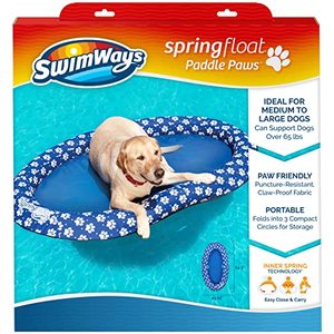 lot 5177 image: SwimWays Paddle Paws Spring Float Dog Raft, Large (65 lbs. and Up), Blue