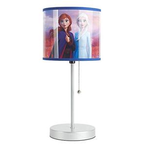 lot 5182 image: Frozen 2 Stick Table Kids Lamp with Pull Chain, Themed Printed Decorative Shade