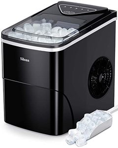 lot 5203 image: Silonn Ice Makers Countertop, 9 Cubes Ready in 6 Mins, 26lbs in 24Hrs, Self-Cleaning Ice Machine with Ice Scoop and Basket, 2 Sizes of Bullet Ice for Home Kitchen Office Bar Party