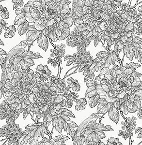 lot 5266 image: NuWallpaper NUS3544 & White Sudbury Peel Stick Wallpaper, Black