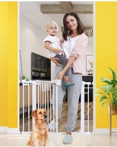 lot 5268 image: Baby Gates for Stairs and Doorways Adjustable 30-40.5 inches Walk Through Baby Gate with Door,Dog Gates for The House Indoor Safety Child Gates for Kids or Pets Pressure Mounted Metal Auto Close
