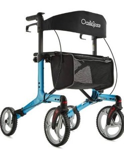 lot 5281 image: OasisSpace Aluminum Rollator Walker with Seat, Rollator Walker for Senior Lightweight Easy Folding with 10 Wheels and Wide Seat Baking Complimentary Carry Bag