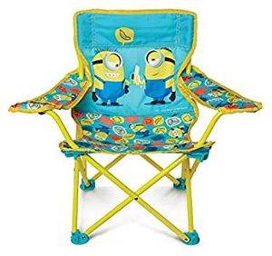 lot 6008 image: Minions 2 Foldable Camp Chair Fold N Go Chair Sturdy Metal Construction (Easy to Open, Handy Cup Holder, Cleanable Materials, Carrying Bag) for Kids Ages 3 (B07KW23YDC)