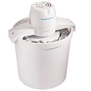 lot 6048 image: Hamilton Beach 68330N Automatic Ice Cream Maker, 4 Quart, White