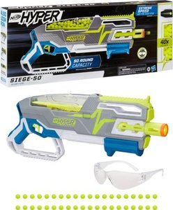 lot 6050 image: Nerf Hyper Siege-50 Pump-Action Blaster and 40 Nerf Hyper Rounds, 110 FPS Velocity