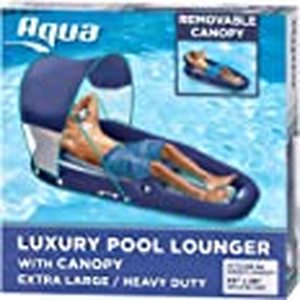 lot 6026 image: Aqua Luxury Pool Lounge 70 Inch Float NavyGreenWhite Stripe