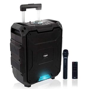 lot 2508 image: Portable Active PA Speaker System - 700W Wireless Bluetooth Compatible Battery Powered Rechargeable Outdoor Sound Speaker Karaoke Microphone Set w MP3 USB FM Radio AUX, DJ LED Lights - Pyle PWMDJ88BT