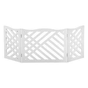 lot 2511 image: Etna Freestanding Wood Pet Gate 3-Panel Tri Fold Dog Fence - 48 Wide x 19 High - White Geometric