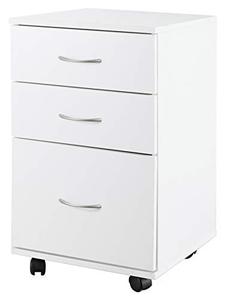lot 2519 image: Basicwise QI003678W Office File Cabinet 3 Drawer Chest with Rolling Casters, White