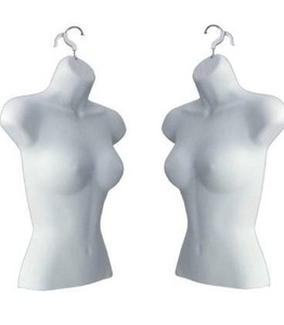 lot 2522 image: Only Hangers Set of (4) Female Torso Body Mannequin Forms (Waist Long) Great for Small and Medium Sizes, White Finish
