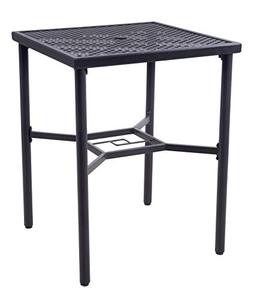lot 2524 image: EMERIT Patio Metal Outdoor Bistro Bar Square Table with Umbrella Hole - 28 x 28 (Net)